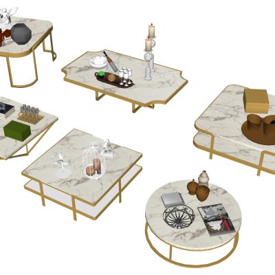 北欧现代大理石茶几茶摆件组合