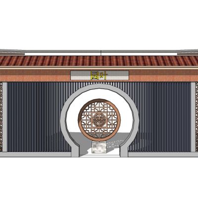 中式庭院月亮门月洞门墙