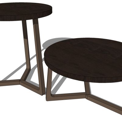 现代边几实木圆几