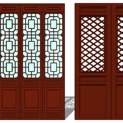 中式木花格屏风门扇