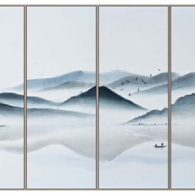 新中式抽象水墨山水山脉装饰挂画