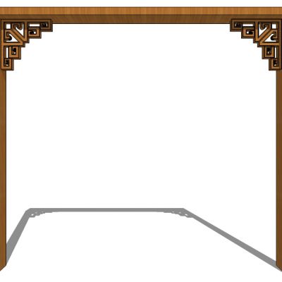 中式花格月亮门角花挂落