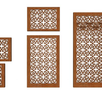 中式花格屏风隔断花窗