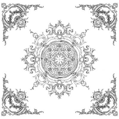 欧式法式圆形构件石膏雕花灯盘