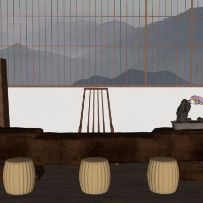 新中式茶室实木茶桌椅