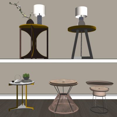 现代圆几茶几边几摆件组合