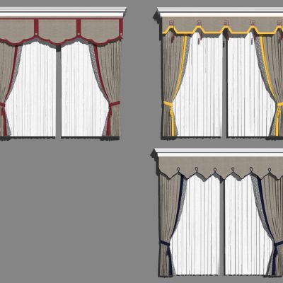 欧式法式美式新中式窗帘帘头3D模型