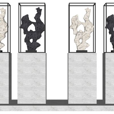 新中式太湖石石头雕塑摆件摆台展台