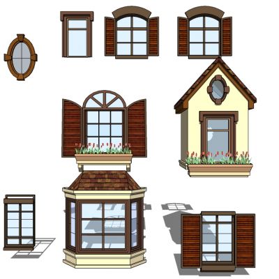 欧式建筑别墅窗窗户