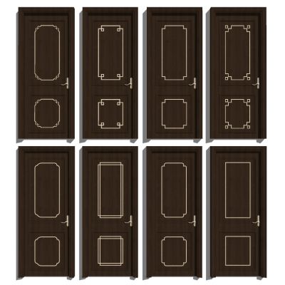 新中式实木单开门卧室门组合