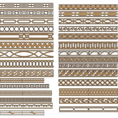 新中式隔断线条腰线石材大理石圈边拼花花纹