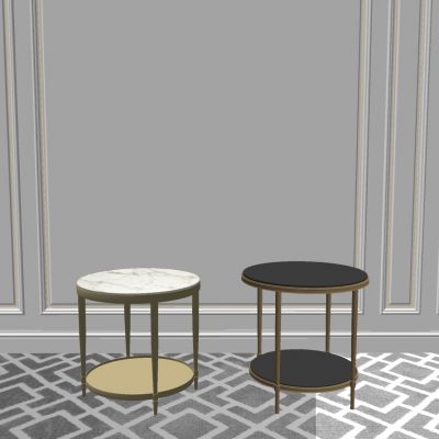 北欧简欧现代金属大理石圆几