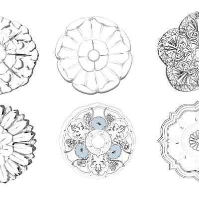 欧式法式圆形雕花灯盘石膏构件