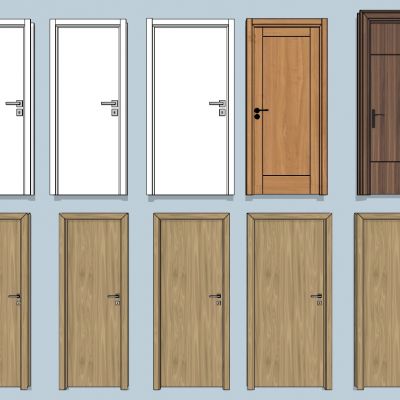 现代单开门木门