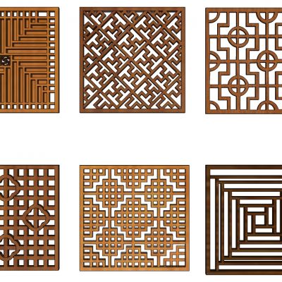 中式木窗格花格花窗景窗