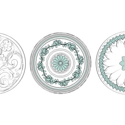 欧式法式圆形构件石膏雕花灯盘