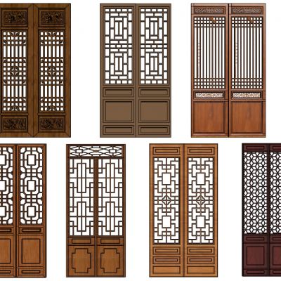 中式木花格屏风门扇