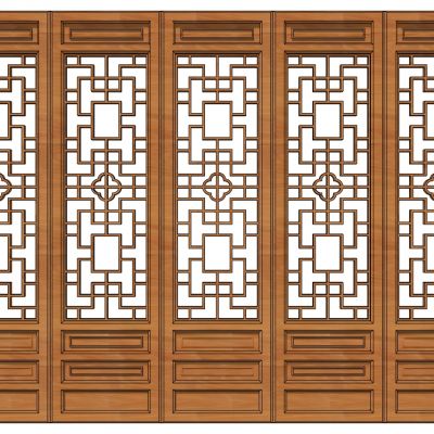 中式木花格屏风门扇