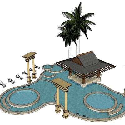 东南亚户外泳池水景