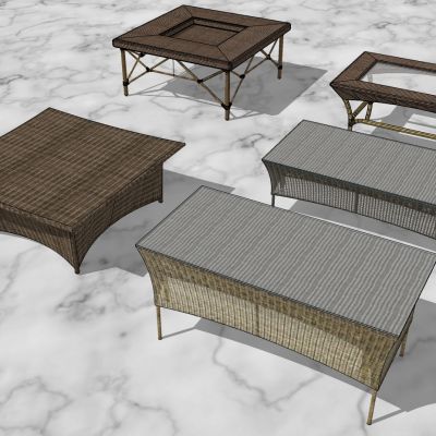 新中式东南亚藤编竹编席编织茶几户外家具