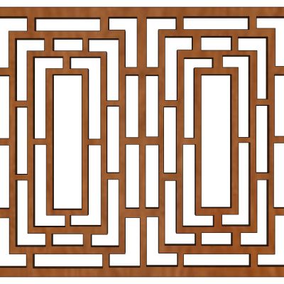 中式花格屏风隔断花窗组合