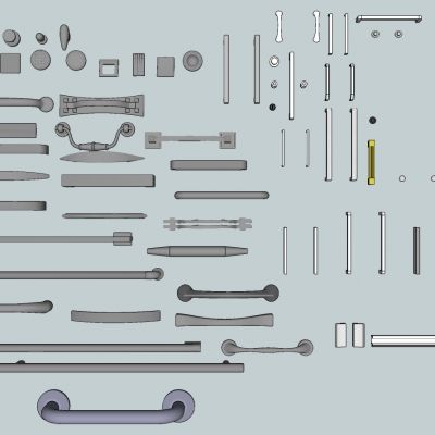 现代门抽屉门拉手把手五金件SU模型