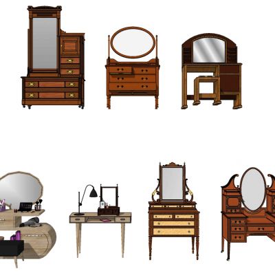 欧式美式法式现代梳妆台化妆台镜子化妆品