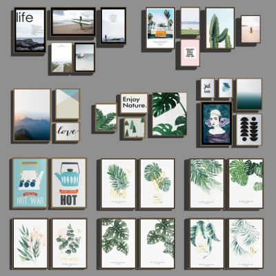 北欧小清新绿植树叶仙人掌装饰挂画照片墙