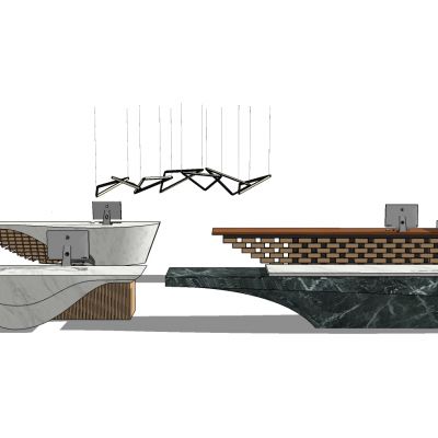 现代前台服务台接待台吊灯组合