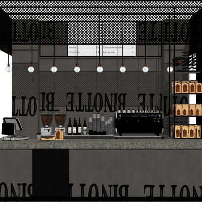 工业风大理石吧台接待台摆件吊灯组合