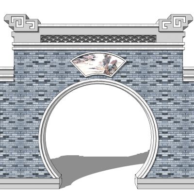 中式庭院月亮门月洞门墙