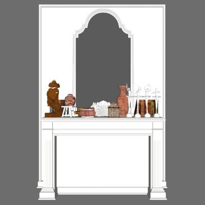 欧式法式现代梳妆台化妆台镜子摆件