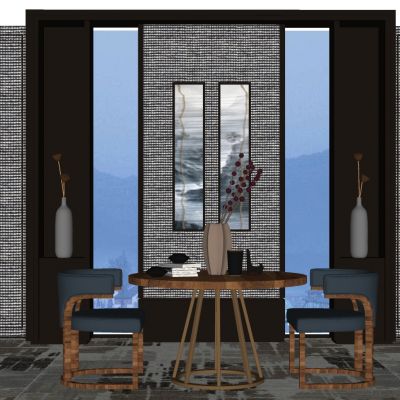 新中式茶室实木茶桌椅