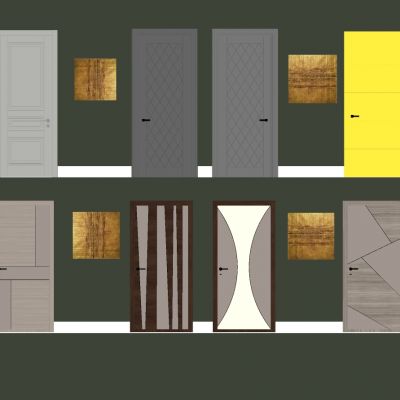 现代实木平板门组合