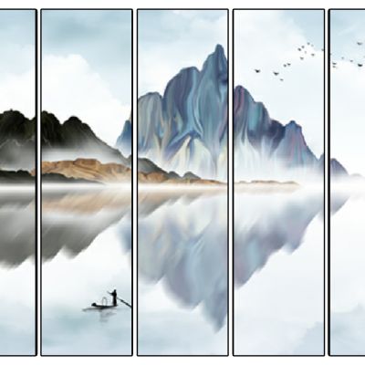 新中式抽象泼墨屏风背景装饰挂画