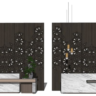 新中式服务台接待台水吧台组合