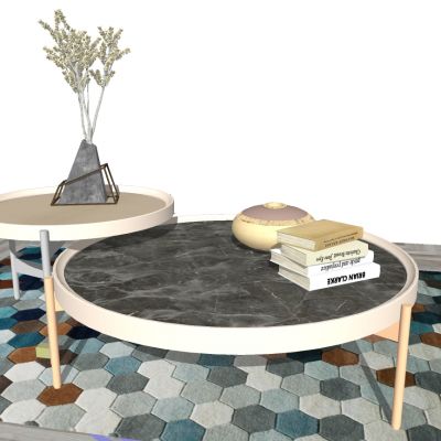 现代实木圆几边几茶几