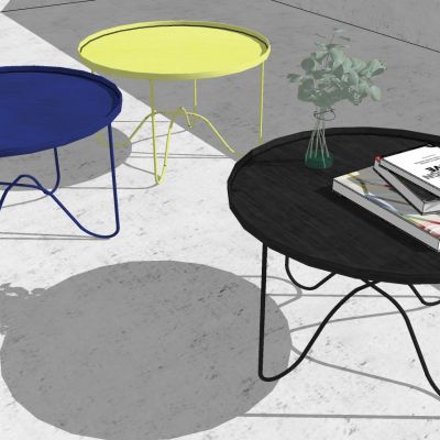 现代北欧金属铁艺边几圆几茶几组合