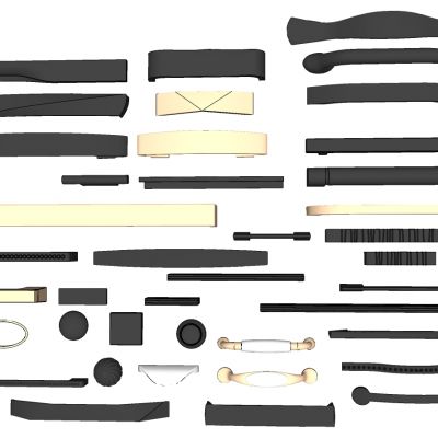 现代橱柜抽屉门把手拉手五金件SU模型