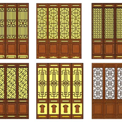 中式木花格屏风门扇