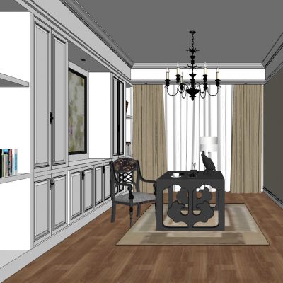 古典简欧美式法式中式混搭书房