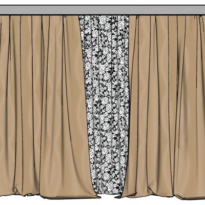 现代窗帘碎花纱帘