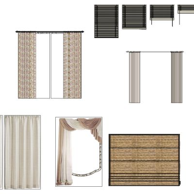 现代竹帘席帘法式窗帘百叶帘
