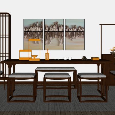 新中式茶室实木茶桌椅