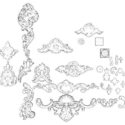 欧式法式雕花石膏雕花花纹