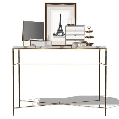 现代金属铁艺边柜摆件组合