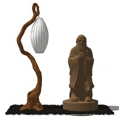 老子古典人物雕塑雕像中式落地灯