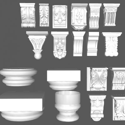 欧式法式罗马柱柱头柱基角花构件