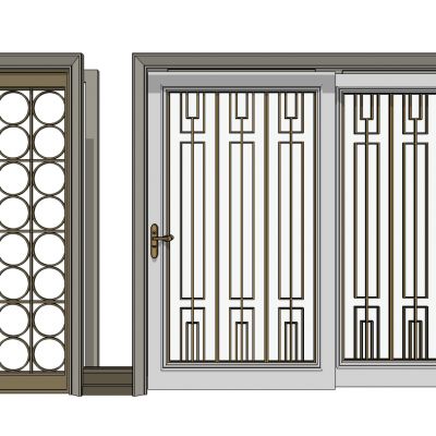 新中式简欧式金属花格隔断和推拉门门套
