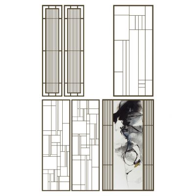 中式现代花格屏风隔断组合
